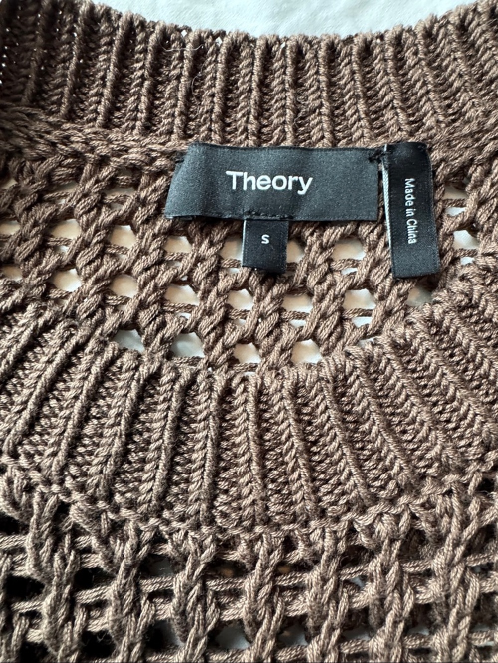 Theory Brown Crochet Knit Sleeveless Vest - Picture 2 of 4